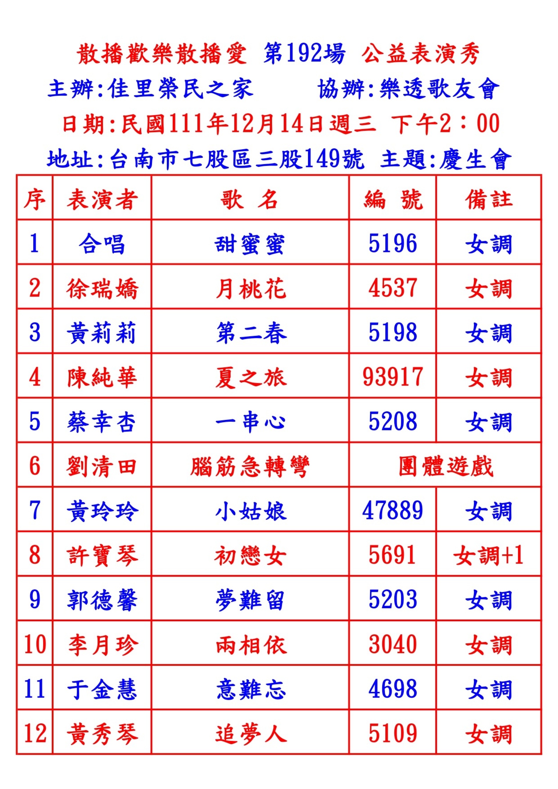 第192場佳里榮民之家～ly