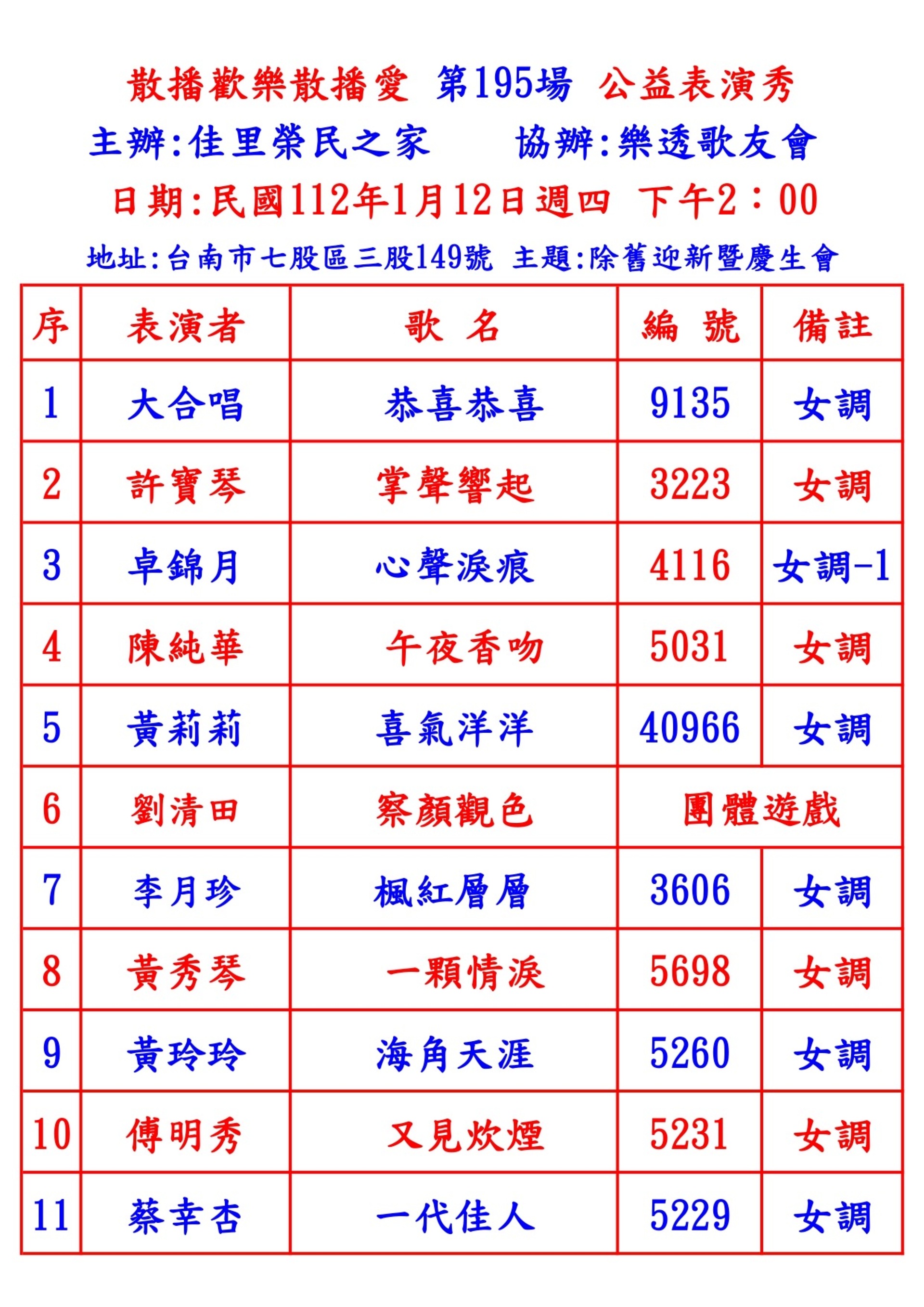 第195場佳里榮民之家～ly